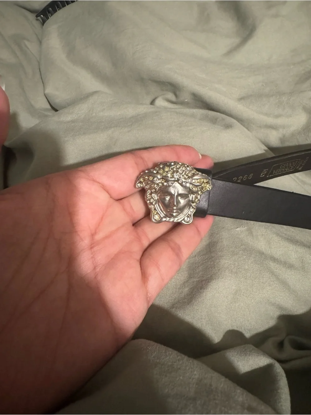 Versace Black Leather Belt with Silver Medusa Buckle